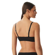 Calvin Klein Schwarzer, leicht gefütterter Bandeau-BH aus Baumwolle für Damen mit dünnen, verstellbaren Trägern und glattem, dehnbarem Material.