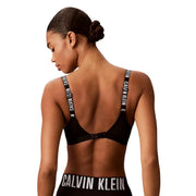 Schwarzes, leicht gefüttertes Calvin Klein Bralette aus Polyester mit verstellbaren Trägern und weißem Logo-Schriftzug