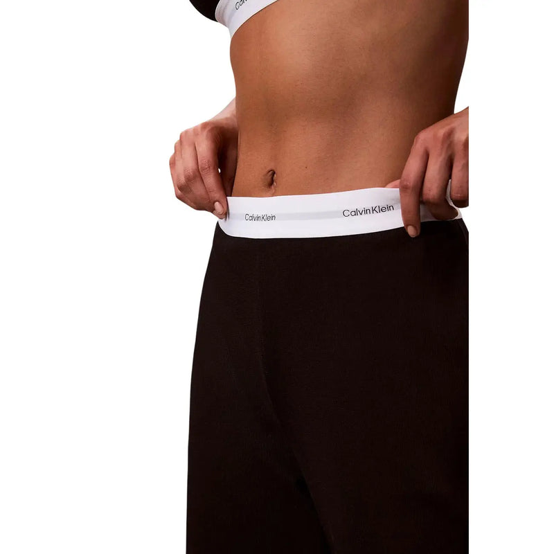 Schwarz Calvin Klein Damen-Jersey-Unterwäsche mit Logo, weißem Gummibund und schwarzem Logo-Schriftzug aus Baumwolle