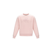 A soft pink calvin klein women cotton sweatshirt with subtle embroidered ck logo on the chest
