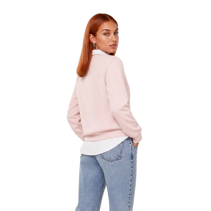 Calvin Klein women pink cotton sweatshirt featuring a soft blush pink long sleeve with relaxed fit and ribbed cuffs
