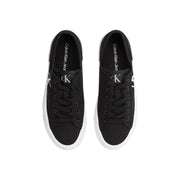 Calvin Klein women sneakers black organic cotton low-top platform with white rubber soles and subtle CK logo