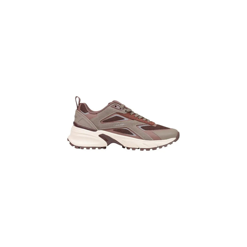 Calvin Klein women sneakers brown with chunky sole breathable mesh panels made of geometric polyester material