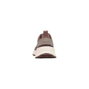 Calvin Klein women sneakers in brown geometric polyester with a chunky white midsole and brown rubber outsole