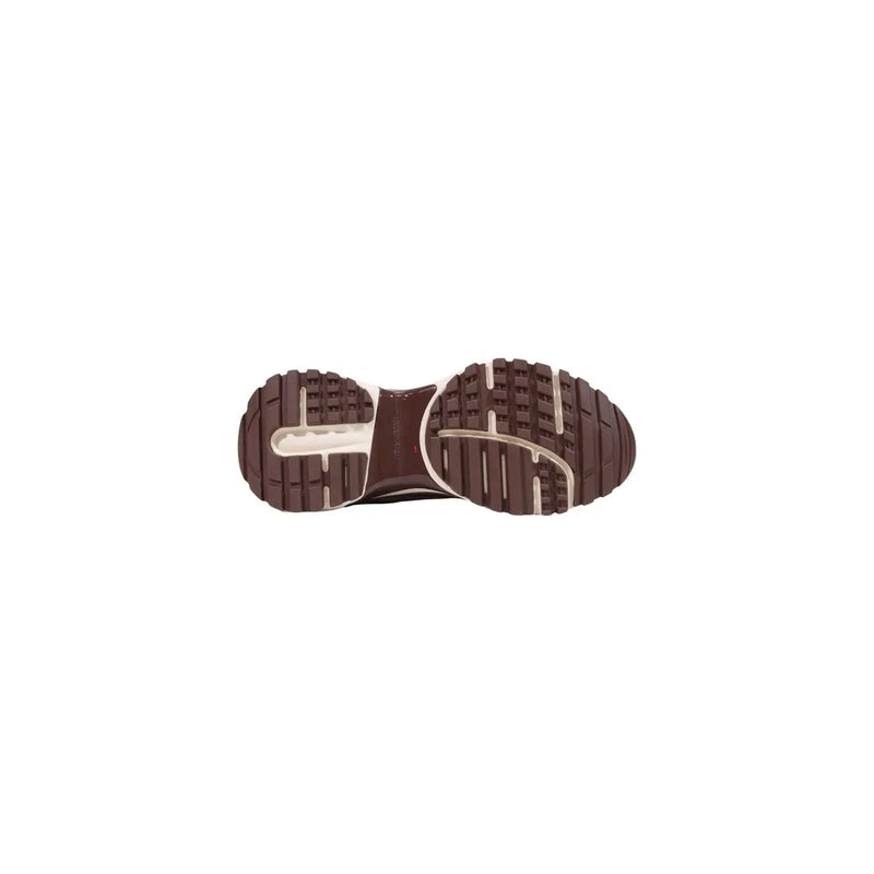 Calvin Klein women sneakers brown with beige rubber sole and textured tread pattern in geometric polyester design