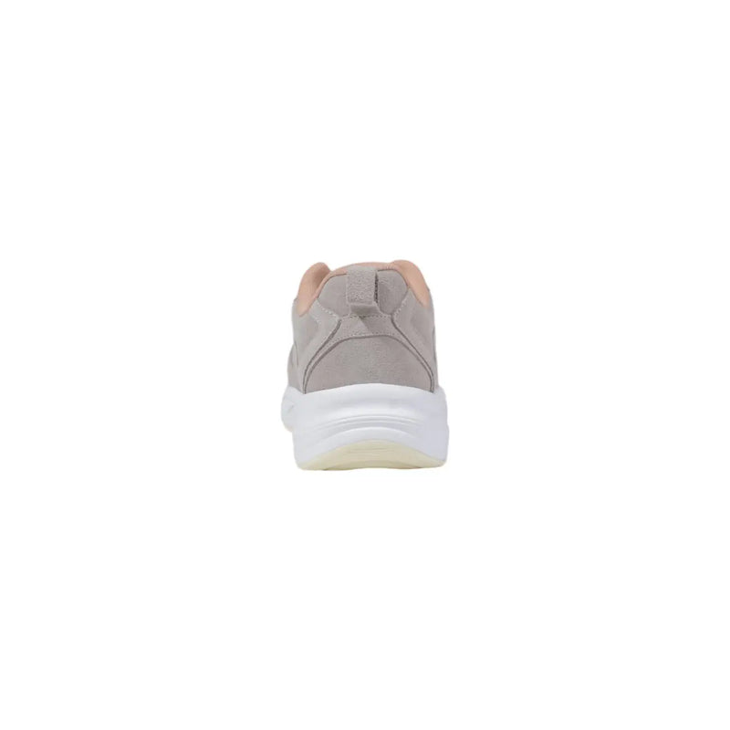 Calvin Klein women sneakers grey synthetic lace up with gray suede upper white rubber sole and peach inner lining