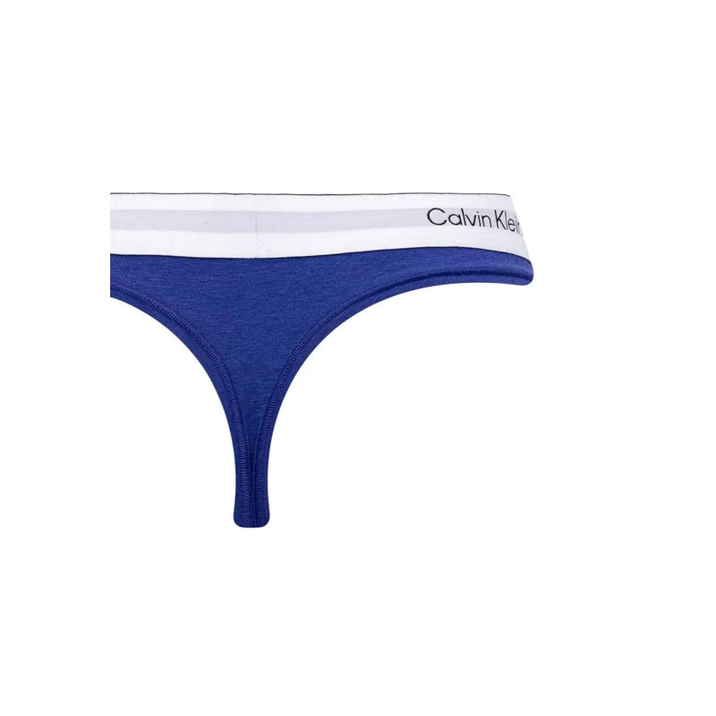 Blau Calvin Klein Damen-Tanga mit weißem Logo-Bund aus Baumwoll-Modal im 2er-Pack Unterwäsche-Set