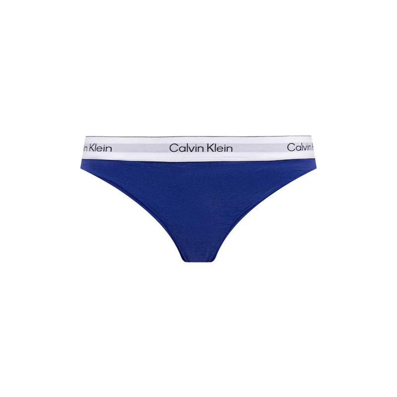 Calvin Klein Damen-Tanga, 2er-Pack, aus weißem Baumwoll-Modal mit marineblauem Slip und weißem elastischem Bund mit Logo