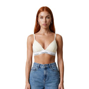 cremefarben Calvin Klein Leicht gefütterter Triangel-BH mit dünnen Trägern und weißem Baumwollband mit Logo