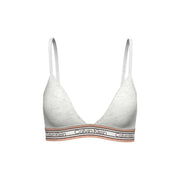 Weißer, leicht gefütterter Triangel-BH von Calvin Klein aus Baumwolle mit dünnen Trägern und pink-schwarz-weißem Logoband