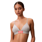 Grau Calvin Klein Leicht gefütterter Triangel-BH mit dünnen Trägern und rotem Etikett aus Baumwolle für Damenunterwäsche