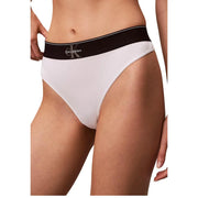 Weiß Calvin Klein Polyester-Tanga-Unterwäsche mit schwarzem Logo-Bund, entworfen für Damen