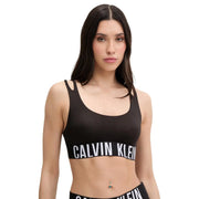 Schwarz Calvin Klein Sport-BH mit weißem Logo-Band über der Brust aus Baumwoll-Modal für Damen