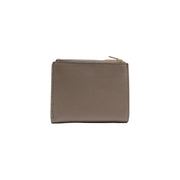 Calvin Klein Mini-Geldbörse aus taupefarbenem Leder für Damen mit goldfarbenem Reißverschluss und präziser Naht, beigefarbene Reißverschlussfächer, 11,5 x 7,5 x 2 cm