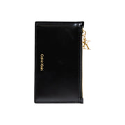 Schwarz Calvin Klein Damengeldbörse aus Kunstleder mit goldfarbenem Reißverschluss und Logo-Details, Größe 13 x 8 x 0,2 cm