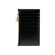 Calvin Klein Schwarze Damengeldbörse aus Kunstleder mit goldfarbenem Reißverschluss und baumelndem K-Anhänger, 13 x 8 x 0,2 cm
