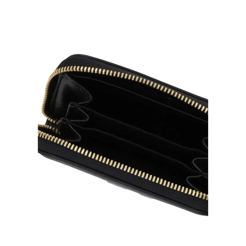 Calvin Klein Schwarze Damengeldbörse aus Polyurethan mit goldfarbenem Reißverschluss und Innenfächern (10 x 7 x 2 cm)