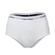 Calvin Klein Damen-Slips aus weißem Baumwoll-Modal mit grauem Bund