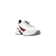 Calvin Klein women white suede chunky sneakers with burgundy and black accents for casual wear