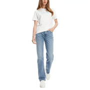 Calvin Klein hellblaue, gerade geschnittene Five-Pocket-Jeans für Damen