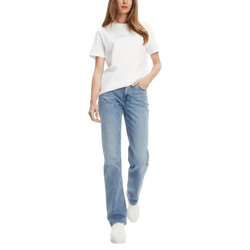 Calvin Klein hellblaue, gerade geschnittene Five-Pocket-Jeans für Damen