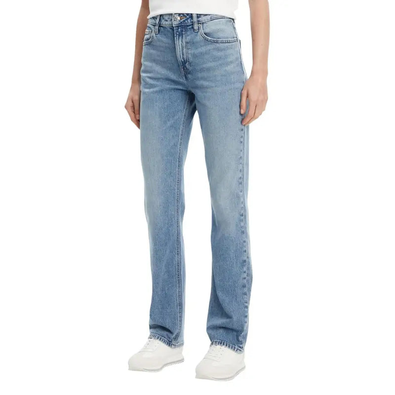 Calvin Klein hellblaue, gerade geschnittene Five-Pocket-Jeans für Damen