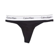 Calvin Klein Schwarzer Damen-Tanga mit weißem Markenbund