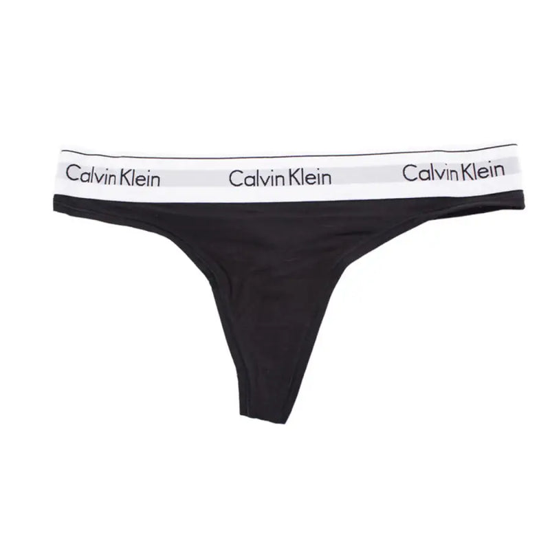 Calvin Klein Schwarzer Damen-Tanga mit weißem Markenbund