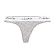 Calvin Klein Grauer, melierter Damen-Tanga mit weißem Markenbund