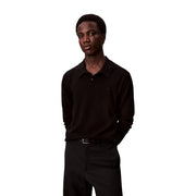 Calvin Klein Schwarzer Wollpullover für Herren mit langen Ärmeln und dezentem, gesticktem Logo, Vorderansicht