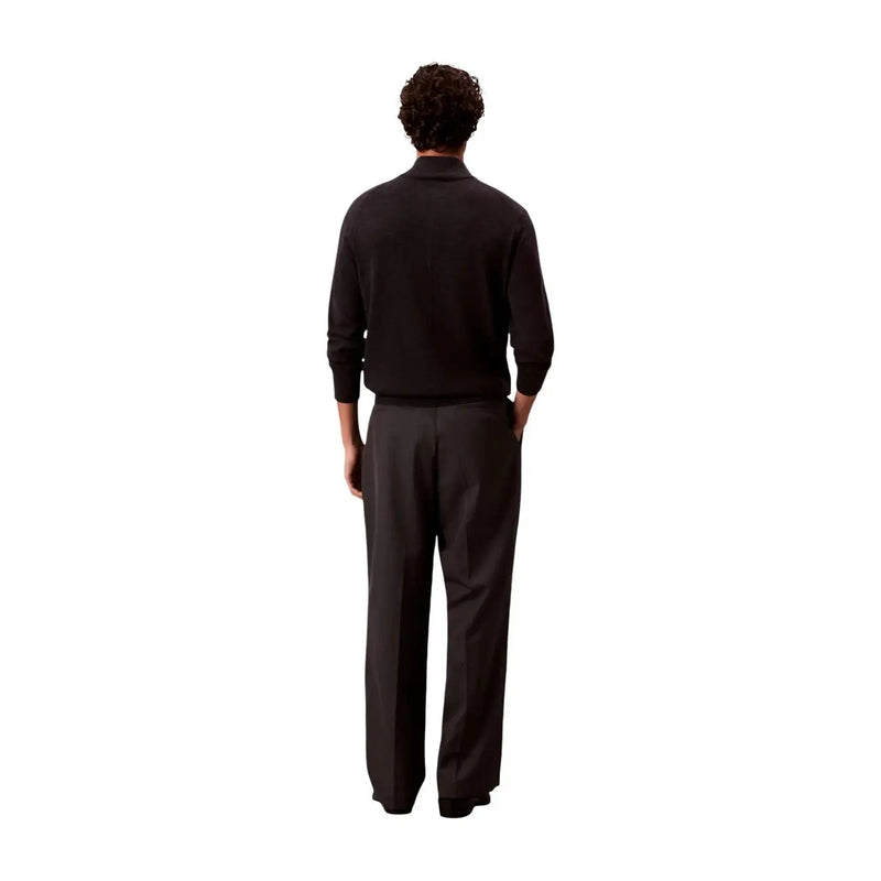 Calvin Klein Schwarzer Rollkragenpullover aus Wolle für Herren mit glatter, taillierter Silhouette, Vorderansicht