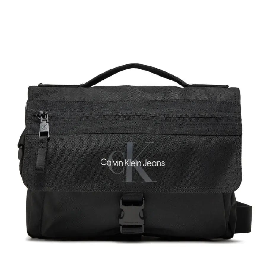 Calvin Klein messenger bag for urban style clothing in city fashion setting