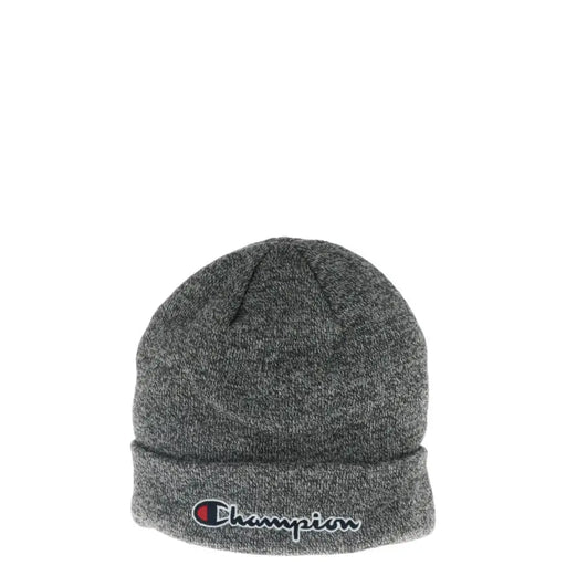 Champion gray beanie made of heathered knit with a folded cuff and embroidered logo for casual wear
