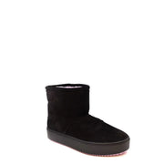 Chiara ferragni women black suede ankle boots with thick platform sole and pink rubber outsole for stylish wear
