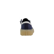 Clarks Herren-Schnürschuhe, marineblau, Canvas, niedrigtop Sneaker mit weißer Fersenlasche aus Gummi und beiger, strukturierter Sohle