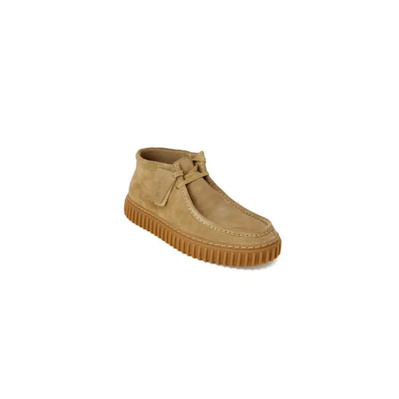 Clarks Herren-Chukka-Stiefel aus hellbraunem Wildleder mit Schnürung und gerippter Gummisohle, Größe 3,5