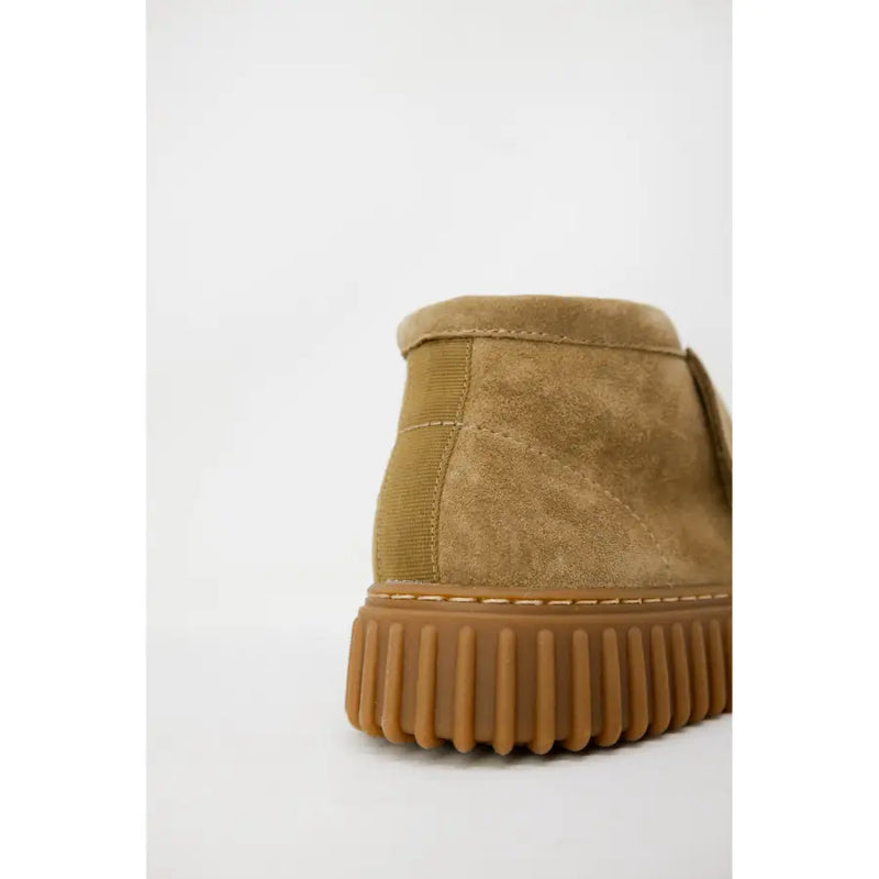 Clarks Herren-Schnürstiefel aus beigefarbenem Leder und hellbraunem Wildleder mit gerippter Gummisohle, Größe 3,5
