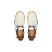 Clarks Herren-Schnürschuhe, weißes Leder mit schwarzen Akzenten und profilierter Sohle, Artikelnummer 26187380