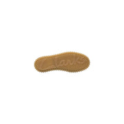 Tan rubber sole with textured grip and embossed clarks logo on clarks men slip on shoes green fabric lightweight 26186160