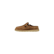 Clarks Herren-Hausschuhe, hellbraune Wildleder-Mokassins zum Hineinschlüpfen mit einfachem Riemenverschluss und beiger Gummisohle, Größe 10