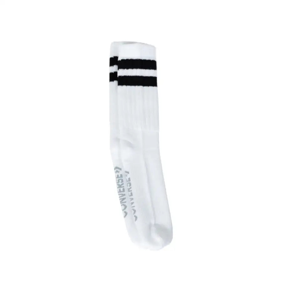 
                      
                        Close-up of white striped socks for Converse Women Underwear, urban city style fashion
                      
                    