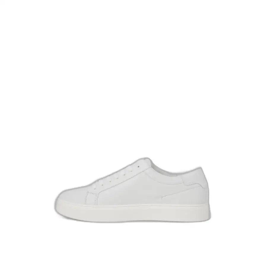 Calvin Klein men sneakers close-up, white shoe for urban city fashion