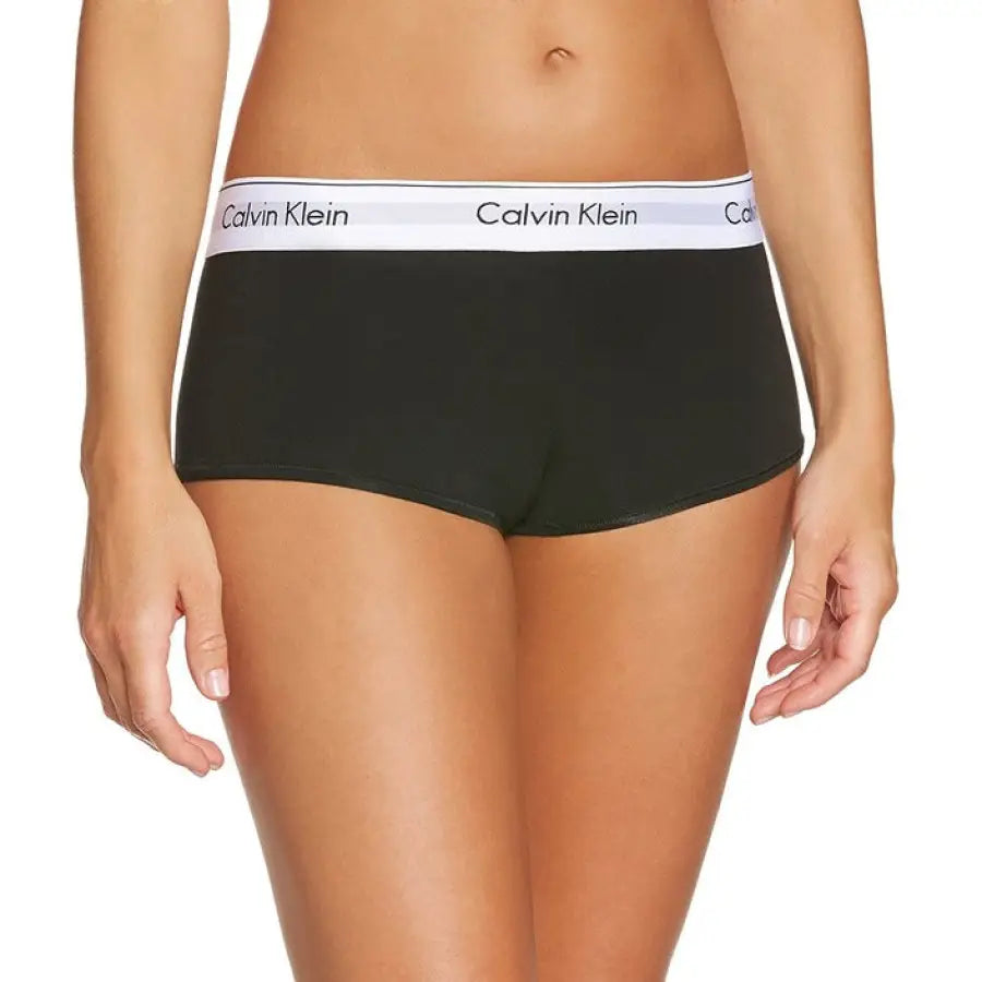 
                      
                        Close-up of Calvin Klein underwear on woman in black bikini and white panties
                      
                    