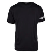 Cnc costume national men’s black cotton t-shirt with white horizontal stripes and small logo on left sleeve