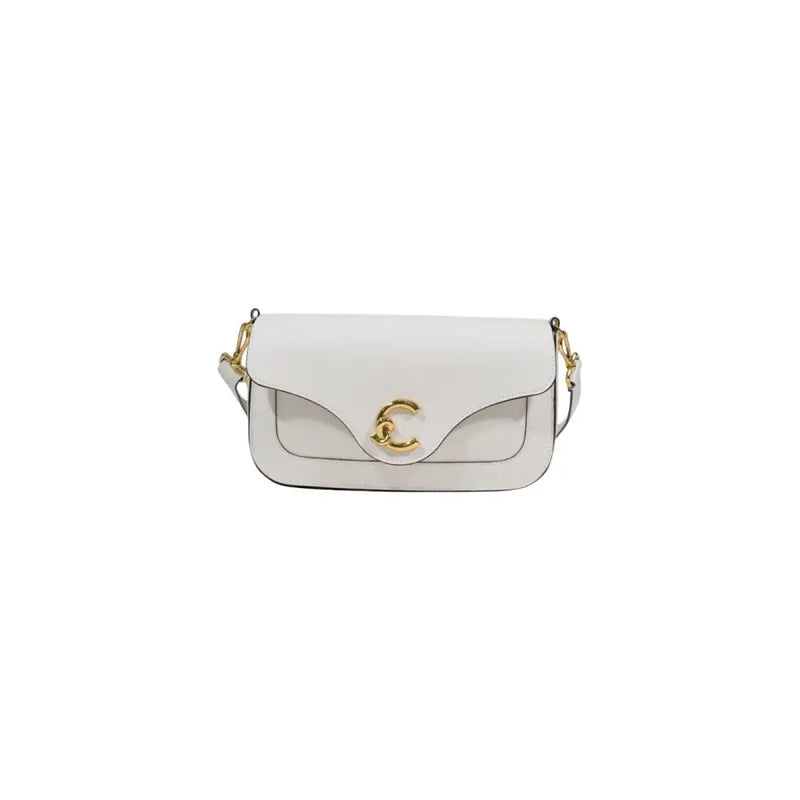 Weiß Coccinelle Leder-Umhängetasche mit goldenem CC-Logo-Verschluss