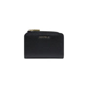 Coccinelle black leather zip wallet for women made of textured leather with secure zip closure