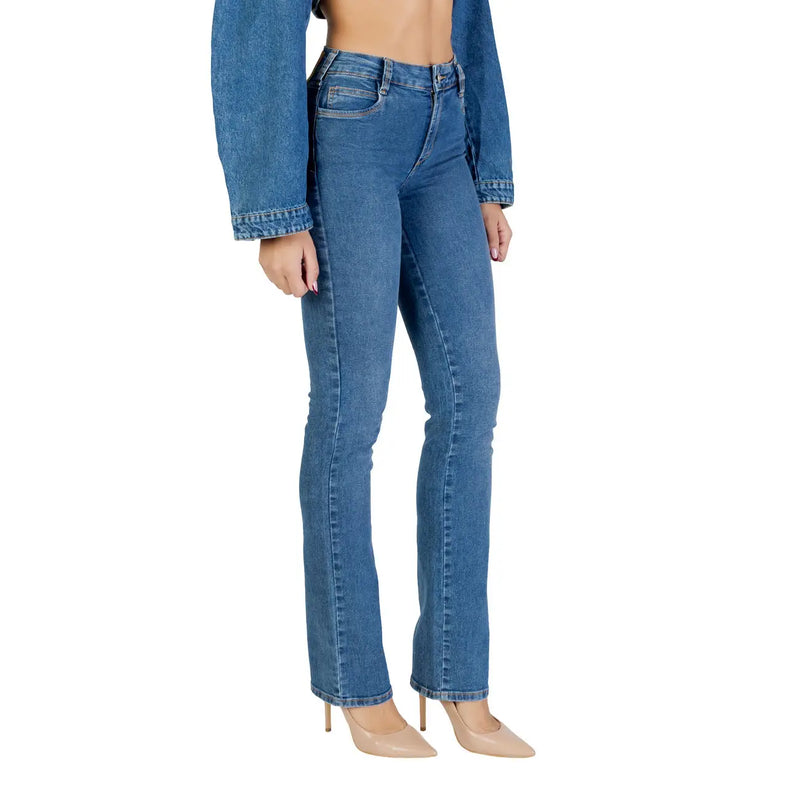 Colcci Damen-Jeans aus blauem Baumwoll-Denim, schmale Passform, gerades Bein und klassisches Fünf-Taschen-Design