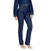 Colcci women blue denim jeans with a straight-leg cut and classic five-pocket design from fall winter collection