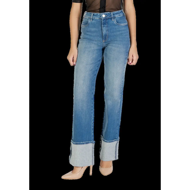 Colcci Damenjeans, blaue Baumwolljeans, schmal geschnitten, hochgeschnitten, mit umgeschlagenen Säumen und geradem Bein.