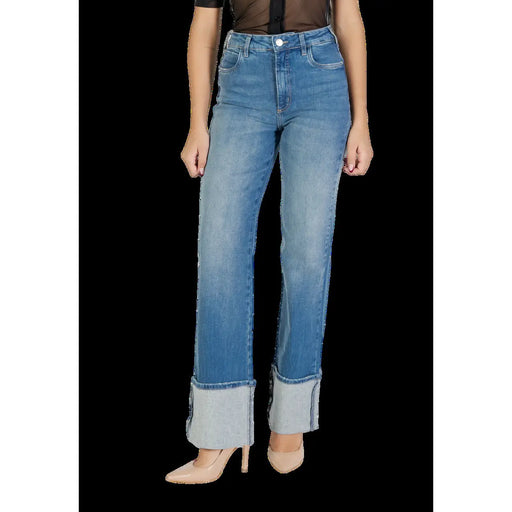 Colcci Damenjeans, blaue Baumwolljeans, schmal geschnitten, hochgeschnitten, mit umgeschlagenen Säumen und geradem Bein.
